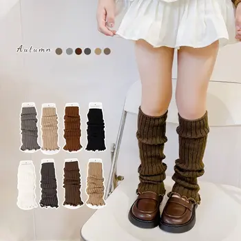Детские гетры Вязаные носки в стиле Лолиты для Корейских маленьких девочек Теплый чехол для ног Милые Сладкие балетные носки Длинные Чулки
