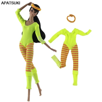 Желтая модная одежда, комбинезон, спортивная одежда для йоги для куклы Барби, аксессуары для кукольного домика 1/6, Рождественский подарок для детей, детские игрушки