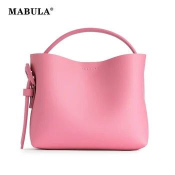 Женская сумочка MABULA Mini с верхней ручкой, сумка через плечо из натуральной кожи в форме ведра, маленькая розовая сумочка для губной помады