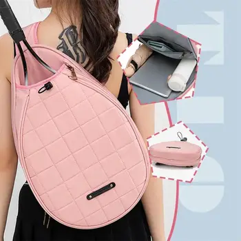 Женская теннисная сумка через плечо для хранения ракеток, однотонная теннисная сумка через плечо, большая вместительная косметичка для бадминтона