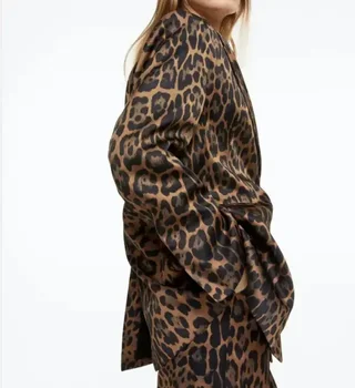 Женское пальто с леопардовым принтом, деловое офисное официальное женское пальто, брючный костюм