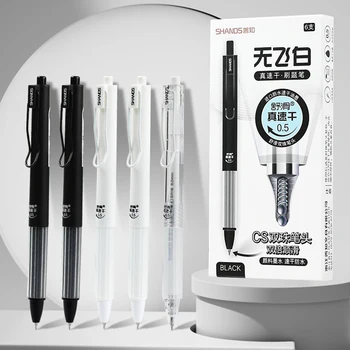 Жидкая гелевая ручка с двумя шариками CS в 6 упаковках, черная гелевая ручка с кнопками 0,5 мм, фирменная чернильная ручка-кисточка большой емкости`
