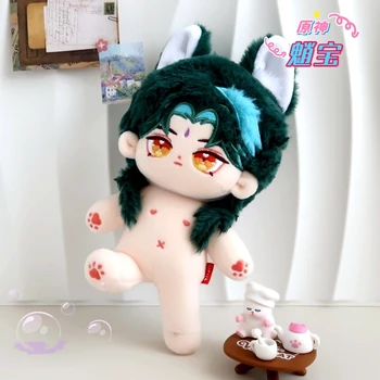 Игра Аниме Genshin Impact Xiao Милое Звериное ухо 20 см, плюшевое тело куклы, красивый плюшевый подарок для косплея