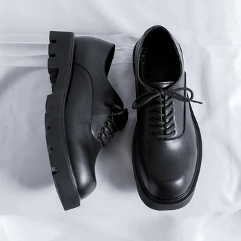 Итальянская брендовая мужская модельная обувь Оксфорды Свадебная мода Черная офисная высококачественная кожаная деловая официальная обувь Роскошные туфли на шнуровке