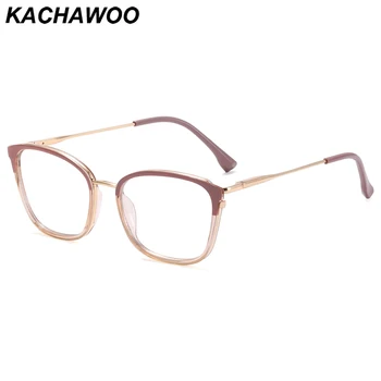 Квадратные очки Kachawoo blue light fliter женские tr90 металлические оправы для очков с кошачьим глазом для женщин модные украшения цвета хаки коричневый