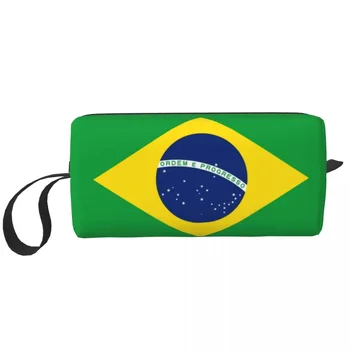 Косметичка с флагом Бразилии, женская мода, Косметичка большой емкости, Косметички для хранения косметики, сумки для туалетных принадлежностей