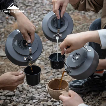 Кофейник CAMPINGMOON из алюминиевого сплава 0,8 л 1Л 1,5 л Большой емкости, портативный походный чайник для чая, уличный чайник для воды