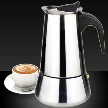 Кофейник Moka, Классическая Кофеварка для приготовления Эспрессо, Плита для приготовления кофе в Американском стиле из нержавеющей стали, вместимость 2 ~ 6 чашек (100 ~ 600 мл)