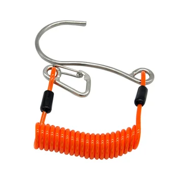 Крюк для рафтинга на рифах с одной головкой, Рифовый крюк из нержавеющей стали, Спиральный пружинный шнур, Аксессуар для безопасности дайвинга - оранжевый