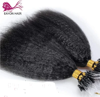 Кудрявые Прямые человеческие волосы Remy Micro Loop Для наращивания Бразильские Волосы 100 Прядей Прямые волосы Яки 8-30 дюймов