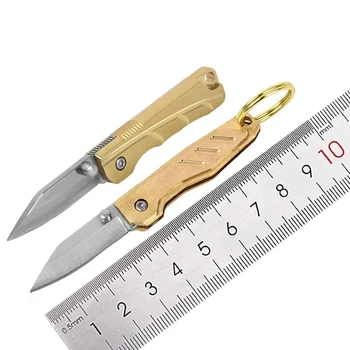Латунный Мини-складной Нож EDC Брелок-подвеска Портативный нож для открывания писем с маленьким лезвием, нож для распаковки, многофункциональный инструмент для кемпинга на открытом воздухе