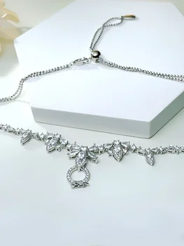 Легкая роскошная цветочная универсальная цепочка из стерлингового серебра 925 пробы с высокоуглеродистыми бриллиантами, модные свадебные украшения