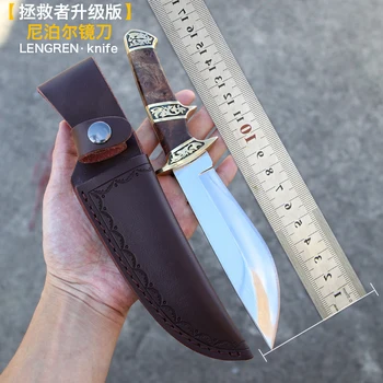 ЛЕНГРЕН Непальский Зеркальный Нож 9CR18MOV Сталь Тень Деревянная Ручка Североамериканский Охотничий Нож Выживание На Открытом Воздухе Острый Тактический Нож