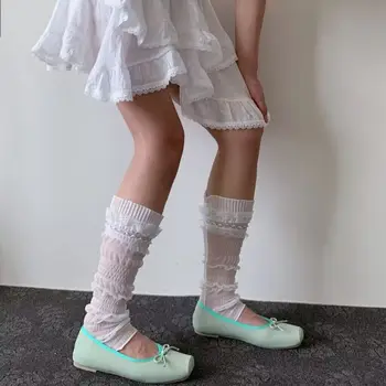 Летние Кружевные Носки Для ног, Носки Средней Длины в Балетном стиле JK Lolita, Дышащие Тонкие Носки До Икр, Y2K, Носки с Ворсом для ног, Вечерние Носки