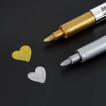 Металлические водонепроницаемые фломастеры Baoke DIY для перманентной краски 6 цветов золотого и серебряного цвета, 1,5 мм, ручка для рукоделия, принадлежности для рисования, принадлежности для студентов