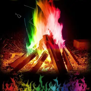 Мистический Огненный порошок Волшебные трюки Волшебный Изменяющий Пламя Порошок Декоративное Огненное пламя Красочные огни Праздничные принадлежности для вечеринок
