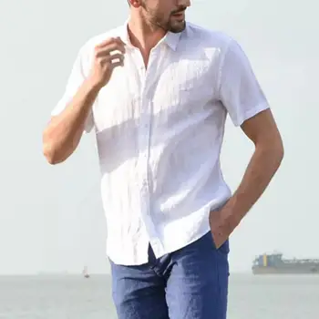 Модная мужская рубашка с отложным воротником, мужская одежда, тонкая мужская базовая блузка, топ