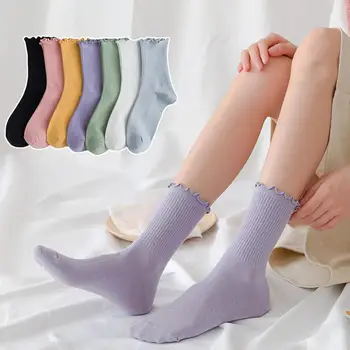 Модные женские носки из мягкого хлопка с кружевными оборками, высокое качество, весна и лето, милые носки, милая принцесса, удобные для девочек, милые пт
