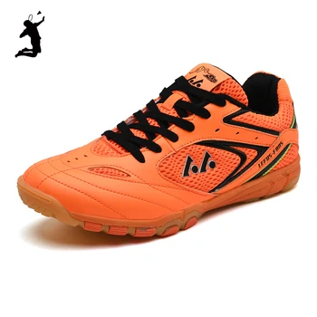 Модные Оранжево-синие Мужские Теннисные спортивные туфли с дышащей сеткой, Женские Волейбольные кроссовки, Обувь для Бадминтона и пинг-понга F805