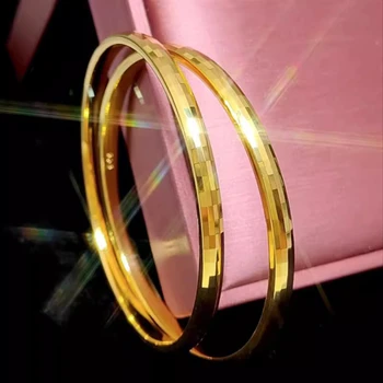 Модный браслет из желтого золота 24 Карат для женщин, сверкающий браслет, свадебные украшения для помолвки, подарки не выцветают