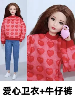 Модный комплект одежды для кукол 1/6 BJD для одежды Barbie, рубашка с длинными рукавами и штаны в виде сердечка для одежды Barbie, аксессуары для кукол 11,5 