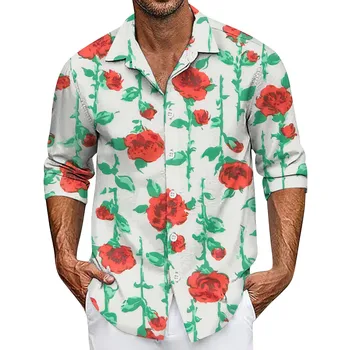 Мужская Летняя Новая Свободная рубашка с длинным рукавом и принтом, Кардиган, Пляжная рубашка, мужская роскошная футболка, мужские футболки oversize y2k, топы, мужские