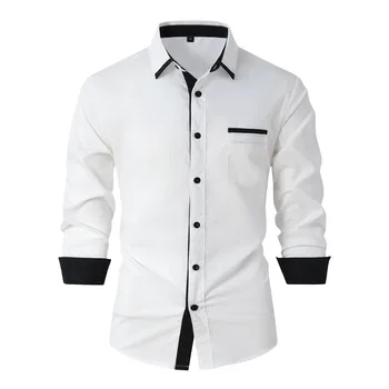 Мужская модная повседневная верхняя рубашка, простая удобная однотонная рубашка на пуговицах, топ с длинным рукавом, мужская рубашка с драконом