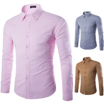 Мужская рубашка с длинным рукавом, мужской новый стиль, деловая рубашка, мужская облегающая и рабочая одежда, мужские рубашки