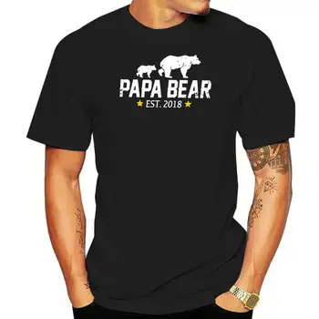 Мужская футболка с круглым вырезом из 100% хлопка и индивидуальным принтом Papa Bear EST. 2022 Женская футболка