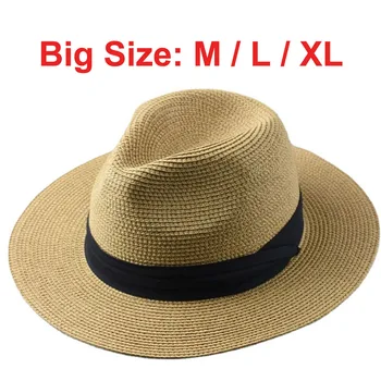 Мужская шляпа от солнца из соломенной бумаги большого размера, панамы с большой головкой, мужские шляпы для рыбалки на открытом воздухе, Пляжные складные джазовые цилиндры, Солнцезащитные шляпы