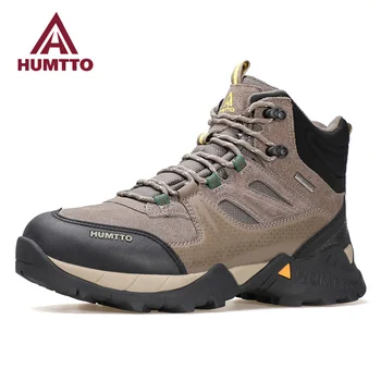 Мужские водонепроницаемые ботинки HUMTTO, роскошная дизайнерская походная обувь для активного отдыха, Альпинистские треккинговые кроссовки, кожаные безопасные мужские ботильоны