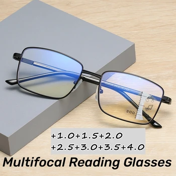 Мужские мультифокальные очки для чтения, сверхлегкие спортивные нескользящие очки для дальнозоркости, очки для чтения с синим светом для мужчин и женщин