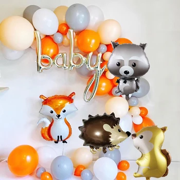 Мультяшные животные Воздушные шары из фольги белка Баллон Лиса Енот Воздушный шар Украшения для вечеринки по случаю Дня рождения Детский ежик Надувные игрушки