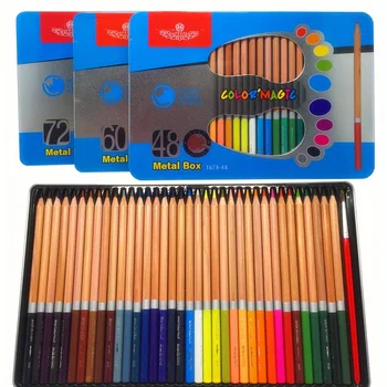 Набор цветных карандашей 36/48 шт Акварельные карандаши для рисования в футлярах Профессиональные принадлежности для рисования