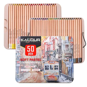 Набор цветных карандашей KALOUR 50шт Профессиональная живопись мягким пастельным карандашом для детей студентов художников Канцелярские принадлежности
