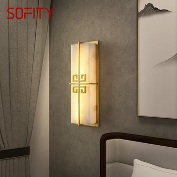 Настенный светильник SOFITY из латуни, светодиодные современные роскошные мраморные бра, декор для дома, спальни, гостиной, коридора