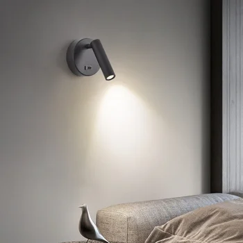Настенный светильник в скандинавском минималистичном стиле, прикроватная тумбочка в гостиной, фойе, Регулируемое вращение, бра, прожектор, Внутреннее освещение в проходе, коридоре