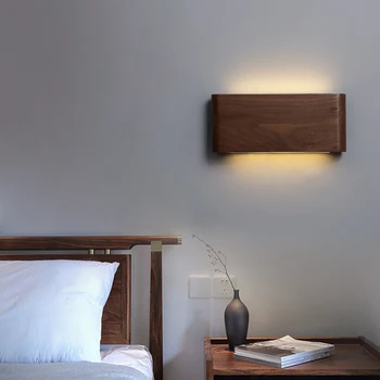 Настенный светильник из массива дерева в скандинавском стиле, гостиная, столовая, фоновая стена, Минималистичная прикроватная тумбочка для спальни, настенный светильник, полоса света для прохода