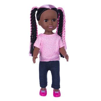 Новая 14-дюймовая Кукла Reborn Baby Doll Силиконовая Розовая Коса Tide Baby 35 См Прямые Волосы Черная Кожа Американская Девушка Одевается Кукла Игрушка