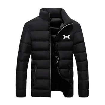 Новая зимняя куртка 2024 года, мужская мода, стоячий воротник, мужская стеганая куртка на молнии, Брендовое хлопковое пальто