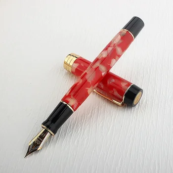 Новая перьевая ручка Jinhao из 100 красной смолы карпа Кои, Тонкая Золотая клипса, подарочная ручка для бизнес-офиса для выпускников Бизнес-офиса