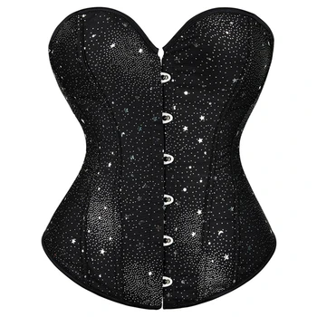 Новое Звездное небо, Черное сексуальное свадебное платье для новобрачных, корсет с присборенной талией, Женские сексуальные топы в готическом стиле, облегающая одежда для похудения