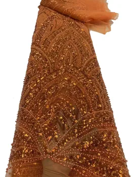 Новое модное кружевное шитье в европейском и американском стиле, свадебное платье с пайетками, ткань для вечернего платья чонсам