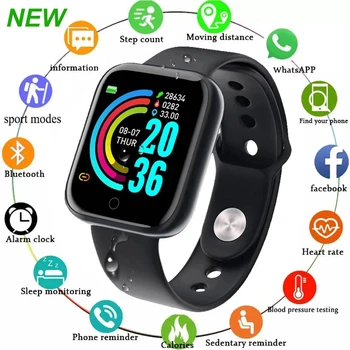 Новые Умные Часы D20 Y68 Smart Watch Для Мужчин, Измеряющие Артериальное Давление, Водонепроницаемые Женские Спортивные Цифровые Часы для iPhone Huawei Xiaomi relogio