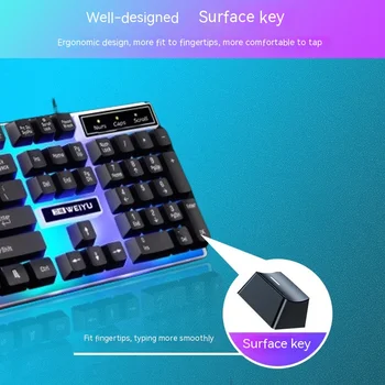 Новый высококачественный светящийся офисный набор клавиатуры и мыши для проводных компьютерных игр для девочек, набор клавиатуры и мыши