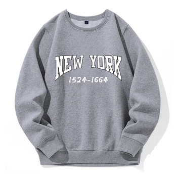 Нью-Йорк 1524-1664 Хип-Хоп Письмо Мужские Пуловеры Свободные Негабаритные Флисовые С Капюшоном Повседневная Базовая Флисовая Одежда Image Creative Hoodies
