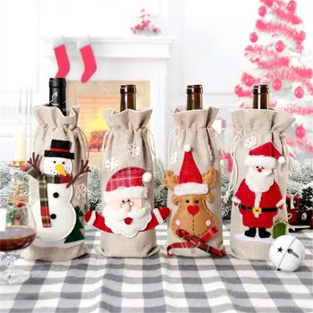 Ограниченная по времени сумка для винных бутылок Санта-Клауса 2023, Красивые пакеты для рождественских подарков, принадлежности для украшения стола, Рождественские украшения для дома