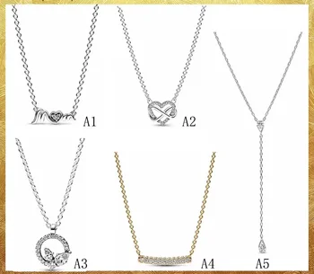 Ожерелье из стерлингового серебра Pan 925 Пробы, серия Mother's Day, ожерелье Love Mon, Модное ожерелье для ключиц с темпераментом, бриллианты