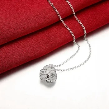 Ожерелье серебряного цвета для женщин, Оптовый подарок для девочек, Модные Изысканные Посеребренные Шаровые подвески, Обручальные украшения