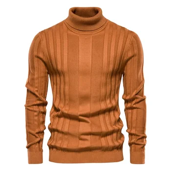 Осенью 2023 Года Новая мужская повседневная трикотажная теплая нижняя рубашка с высоким воротником, Мужской однотонный пуловер большого размера